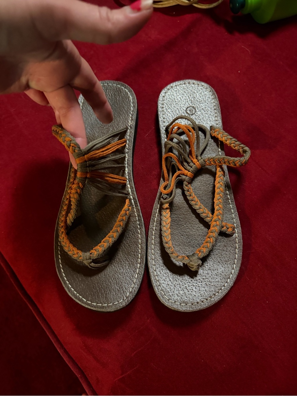 Braided Strap Women’s Sandals in Gray and Orange